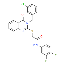 ChemSpider 2D Image | 2-{[3-(3-Chlorobenzyl)-4-oxo-3,4-dihydro-2-quinazolinyl]sulfanyl}-N-(3,4-difluorophenyl)acetamide | C23H16ClF2N3O2S