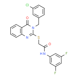 ChemSpider 2D Image | 2-{[3-(3-Chlorobenzyl)-4-oxo-3,4-dihydro-2-quinazolinyl]sulfanyl}-N-(3,5-difluorophenyl)acetamide | C23H16ClF2N3O2S