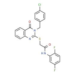 ChemSpider 2D Image | 2-{[3-(4-Chlorobenzyl)-4-oxo-3,4-dihydro-2-quinazolinyl]sulfanyl}-N-(2,5-difluorophenyl)acetamide | C23H16ClF2N3O2S