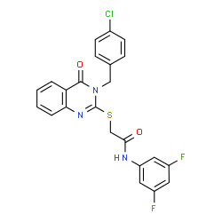 ChemSpider 2D Image | 2-{[3-(4-Chlorobenzyl)-4-oxo-3,4-dihydro-2-quinazolinyl]sulfanyl}-N-(3,5-difluorophenyl)acetamide | C23H16ClF2N3O2S
