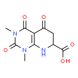 ChemSpider 2D Image | 1,3-Dimethyl-2,4,5-trioxo-1,2,3,4,5,6,7,8-octahydropyrido[2,3-d]pyrimidine-7-carboxylic acid | C10H11N3O5