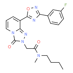 ChemSpider 2D Image | N-Butyl-2-{8-[3-(3-fluorophenyl)-1,2,4-oxadiazol-5-yl]-3-oxo[1,2,4]triazolo[4,3-a]pyridin-2(3H)-yl}-N-methylacetamide | C21H21FN6O3