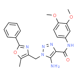 ChemSpider 2D Image | 5-Amino-N-(3,4-dimethoxyphenyl)-1-[(5-methyl-2-phenyl-1,3-oxazol-4-yl)methyl]-1H-1,2,3-triazole-4-carboxamide | C22H22N6O4
