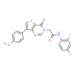 ChemSpider 2D Image | N-(2,4-Difluorophenyl)-2-[7-(4-methoxyphenyl)-4-oxothieno[3,2-d]pyrimidin-3(4H)-yl]acetamide | C21H15F2N3O3S