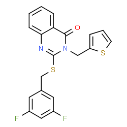 ChemSpider 2D Image | 2-[(3,5-Difluorobenzyl)sulfanyl]-3-(2-thienylmethyl)-4(3H)-quinazolinone | C20H14F2N2OS2