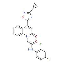 ChemSpider 2D Image | 2-[4-(3-Cyclopropyl-1,2,4-oxadiazol-5-yl)-2-oxo-1(2H)-quinolinyl]-N-(2,4-difluorophenyl)acetamide | C22H16F2N4O3