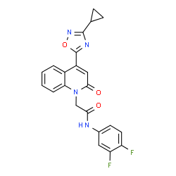 ChemSpider 2D Image | 2-[4-(3-Cyclopropyl-1,2,4-oxadiazol-5-yl)-2-oxo-1(2H)-quinolinyl]-N-(3,4-difluorophenyl)acetamide | C22H16F2N4O3