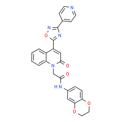ChemSpider 2D Image | N-(2,3-Dihydro-1,4-benzodioxin-6-yl)-2-{2-oxo-4-[3-(4-pyridinyl)-1,2,4-oxadiazol-5-yl]-1(2H)-quinolinyl}acetamide | C26H19N5O5