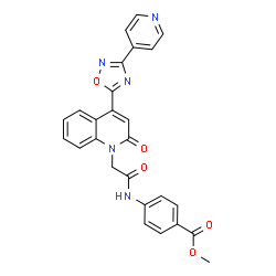 ChemSpider 2D Image | Methyl 4-[({2-oxo-4-[3-(4-pyridinyl)-1,2,4-oxadiazol-5-yl]-1(2H)-quinolinyl}acetyl)amino]benzoate | C26H19N5O5