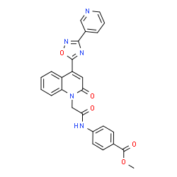 ChemSpider 2D Image | Methyl 4-[({2-oxo-4-[3-(3-pyridinyl)-1,2,4-oxadiazol-5-yl]-1(2H)-quinolinyl}acetyl)amino]benzoate | C26H19N5O5