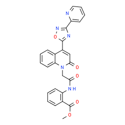 ChemSpider 2D Image | Methyl 2-[({2-oxo-4-[3-(2-pyridinyl)-1,2,4-oxadiazol-5-yl]-1(2H)-quinolinyl}acetyl)amino]benzoate | C26H19N5O5