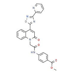 ChemSpider 2D Image | Methyl 4-[({2-oxo-4-[3-(2-pyridinyl)-1,2,4-oxadiazol-5-yl]-1(2H)-quinolinyl}acetyl)amino]benzoate | C26H19N5O5