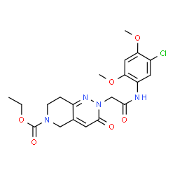 ChemSpider 2D Image | Ethyl 2-{2-[(5-chloro-2,4-dimethoxyphenyl)amino]-2-oxoethyl}-3-oxo-3,5,7,8-tetrahydropyrido[4,3-c]pyridazine-6(2H)-carboxylate | C20H23ClN4O6
