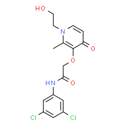 ChemSpider 2D Image | N-(3,5-Dichlorophenyl)-2-{[1-(2-hydroxyethyl)-2-methyl-4-oxo-1,4-dihydro-3-pyridinyl]oxy}acetamide | C16H16Cl2N2O4