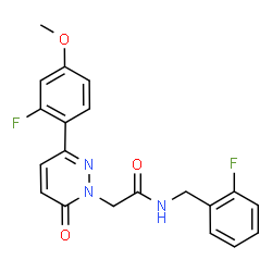 ChemSpider 2D Image | N-(2-Fluorobenzyl)-2-[3-(2-fluoro-4-methoxyphenyl)-6-oxo-1(6H)-pyridazinyl]acetamide | C20H17F2N3O3