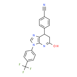ChemSpider 2D Image | 4-{5-Oxo-3-[4-(trifluoromethyl)phenyl]-4,5,6,7-tetrahydro-3H-imidazo[4,5-b]pyridin-7-yl}benzonitrile | C20H13F3N4O