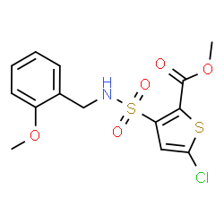 ChemSpider 2D Image | Methyl 5-chloro-3-[(2-methoxybenzyl)sulfamoyl]-2-thiophenecarboxylate | C14H14ClNO5S2