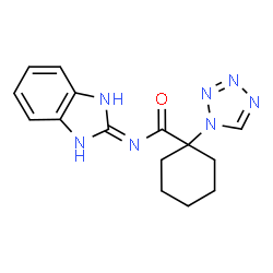 ChemSpider 2D Image | N-(1H-Benzimidazol-2-yl)-1-(1H-tetrazol-1-yl)cyclohexanecarboxamide | C15H17N7O