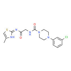 ChemSpider 2D Image | 4-(3-Chlorophenyl)-N-{2-[(4-methyl-1,3-thiazol-2-yl)amino]-2-oxoethyl}-1-piperazinecarboxamide | C17H20ClN5O2S