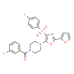 ChemSpider 2D Image | (3-Fluorophenyl)(4-{4-[(4-fluorophenyl)sulfonyl]-2-(2-furyl)-1,3-oxazol-5-yl}-1-piperazinyl)methanone | C24H19F2N3O5S