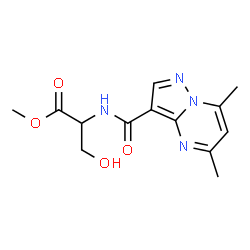 ChemSpider 2D Image | Methyl N-[(5,7-dimethylpyrazolo[1,5-a]pyrimidin-3-yl)carbonyl]serinate | C13H16N4O4
