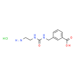 ChemSpider 2D Image | 3-({[(2-Aminoethyl)carbamoyl]amino}methyl)benzoic acid hydrochloride (1:1) | C11H16ClN3O3
