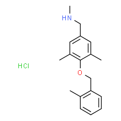 ChemSpider 2D Image | 1-{3,5-Dimethyl-4-[(2-methylbenzyl)oxy]phenyl}-N-methylmethanamine hydrochloride (1:1) | C18H24ClNO