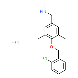 ChemSpider 2D Image | ({4-[(2-chlorophenyl)methoxy]-3,5-dimethylphenyl}methyl)(methyl)amine hydrochloride | C17H21Cl2NO