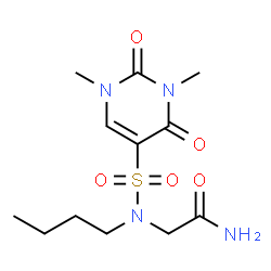ChemSpider 2D Image | N~2~-Butyl-N~2~-[(1,3-dimethyl-2,4-dioxo-1,2,3,4-tetrahydro-5-pyrimidinyl)sulfonyl]glycinamide | C12H20N4O5S