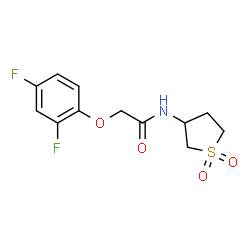 ChemSpider 2D Image | 2-(2,4-Difluorophenoxy)-N-(1,1-dioxidotetrahydro-3-thiophenyl)acetamide | C12H13F2NO4S
