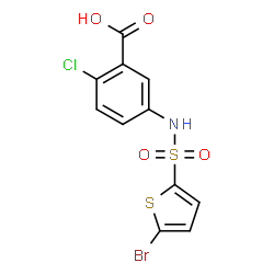 ChemSpider 2D Image | 5-{[(5-Bromo-2-thienyl)sulfonyl]amino}-2-chlorobenzoic acid | C11H7BrClNO4S2