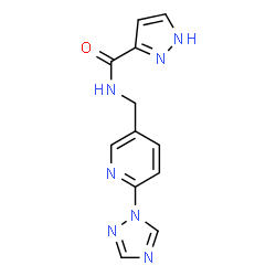 ChemSpider 2D Image | N-{[6-(1H-1,2,4-Triazol-1-yl)-3-pyridinyl]methyl}-1H-pyrazole-3-carboxamide | C12H11N7O