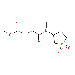ChemSpider 2D Image | Methyl {2-[(1,1-dioxidotetrahydro-3-thiophenyl)(methyl)amino]-2-oxoethyl}carbamate | C9H16N2O5S