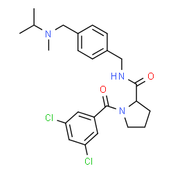 ChemSpider 2D Image | 1-(3,5-Dichlorobenzoyl)-N-(4-{[isopropyl(methyl)amino]methyl}benzyl)prolinamide | C24H29Cl2N3O2