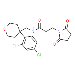 ChemSpider 2D Image | N-{[4-(2,4-Dichlorophenyl)tetrahydro-2H-pyran-4-yl]methyl}-3-(2,5-dioxo-1-pyrrolidinyl)propanamide | C19H22Cl2N2O4