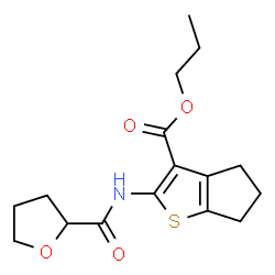 ChemSpider 2D Image | Propyl 2-[(tetrahydro-2-furanylcarbonyl)amino]-5,6-dihydro-4H-cyclopenta[b]thiophene-3-carboxylate | C16H21NO4S