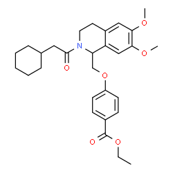 ChemSpider 2D Image | Ethyl 4-{[2-(cyclohexylacetyl)-6,7-dimethoxy-1,2,3,4-tetrahydro-1-isoquinolinyl]methoxy}benzoate | C29H37NO6