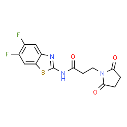 ChemSpider 2D Image | N-(5,6-Difluoro-1,3-benzothiazol-2-yl)-3-(2,5-dioxo-1-pyrrolidinyl)propanamide | C14H11F2N3O3S