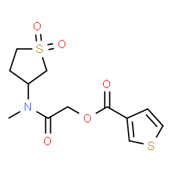 ChemSpider 2D Image | 2-[(1,1-Dioxidotetrahydro-3-thiophenyl)(methyl)amino]-2-oxoethyl 3-thiophenecarboxylate | C12H15NO5S2