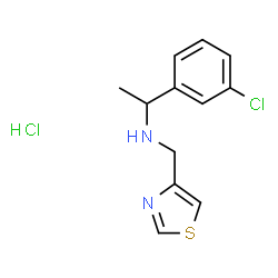 ChemSpider 2D Image | 1-(3-Chlorophenyl)-N-(1,3-thiazol-4-ylmethyl)ethanamine hydrochloride (1:1) | C12H14Cl2N2S