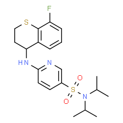 ChemSpider 2D Image | 6-[(8-Fluoro-3,4-dihydro-2H-thiochromen-4-yl)amino]-N,N-diisopropyl-3-pyridinesulfonamide | C20H26FN3O2S2