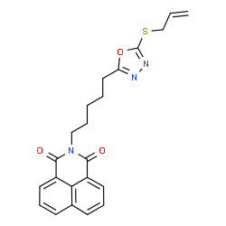 ChemSpider 2D Image | 2-[5-(5-Allylsulfanyl-[1,3,4]oxadiazol-2-yl)-pentyl]-benzo[de]isoquinoline-1,3-dione | C22H21N3O3S