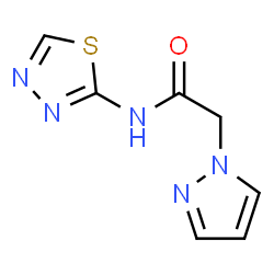 ChemSpider 2D Image | 2-(1H-Pyrazol-1-yl)-N-(1,3,4-thiadiazol-2-yl)acetamide | C7H7N5OS