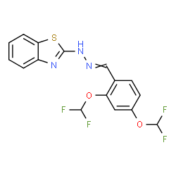 ChemSpider 2D Image | 2-{2-[2,4-Bis(difluoromethoxy)benzylidene]hydrazino}-1,3-benzothiazole | C16H11F4N3O2S