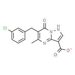 ChemSpider 2D Image | 6-(3-Chlorobenzyl)-5-methyl-7-oxo-1,7-dihydropyrazolo[1,5-a]pyrimidine-3-carboxylate | C15H11ClN3O3