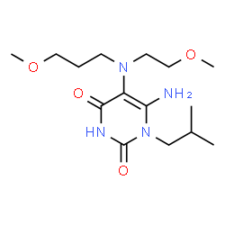 ChemSpider 2D Image | 6-Amino-1-isobutyl-5-[(2-methoxyethyl)(3-methoxypropyl)amino]-2,4(1H,3H)-pyrimidinedione | C15H28N4O4