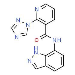 ChemSpider 2D Image | N-(1H-Indazol-7-yl)-2-(1H-1,2,4-triazol-1-yl)nicotinamide | C15H11N7O