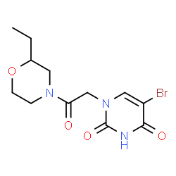 ChemSpider 2D Image | 5-Bromo-1-[2-(2-ethyl-4-morpholinyl)-2-oxoethyl]-2,4(1H,3H)-pyrimidinedione | C12H16BrN3O4