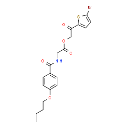 ChemSpider 2D Image | 2-(5-Bromo-2-thienyl)-2-oxoethyl N-(4-butoxybenzoyl)glycinate | C19H20BrNO5S