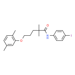 ChemSpider 2D Image | 5-(2,5-Dimethylphenoxy)-N-(4-iodophenyl)-2,2-dimethylpentanamide | C21H26INO2
